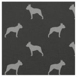 Boston Terrier Dog Breed Silhouettes Pattern Fabric