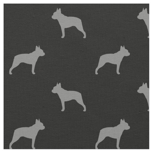 Boston Terrier Dog Breed Silhouettes Pattern Fabric