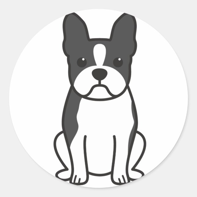 Boston Terrier Dog Cartoon Classic Round Sticker (Front)