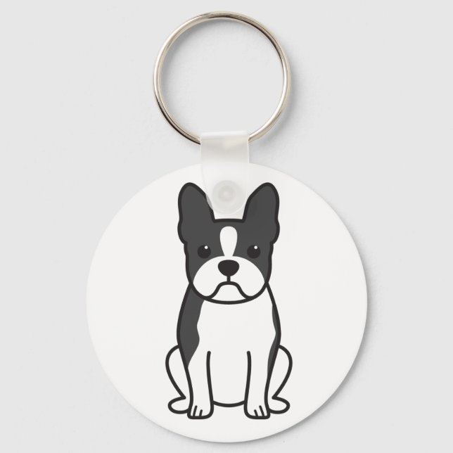 Boston Terrier Dog Cartoon Keychain (Front)