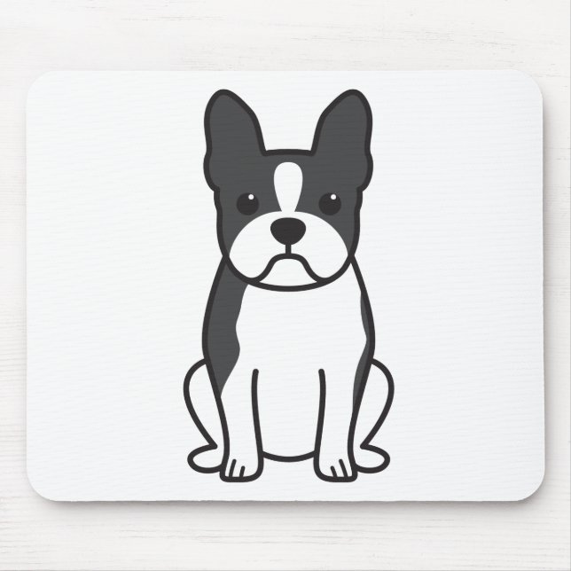 Boston Terrier Dog Cartoon Mouse Pad (Front)