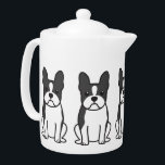 Boston Terrier Dog Cartoon Teapot<br><div class="desc">Boston Terrier. Design by DogBreedCartoon</div>