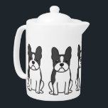Boston Terrier Dog Cartoon Teapot<br><div class="desc">Boston Terrier. Design by DogBreedCartoon</div>