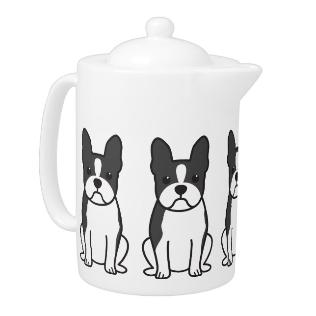 Boston Terrier Dog Cartoon Teapot (Left)