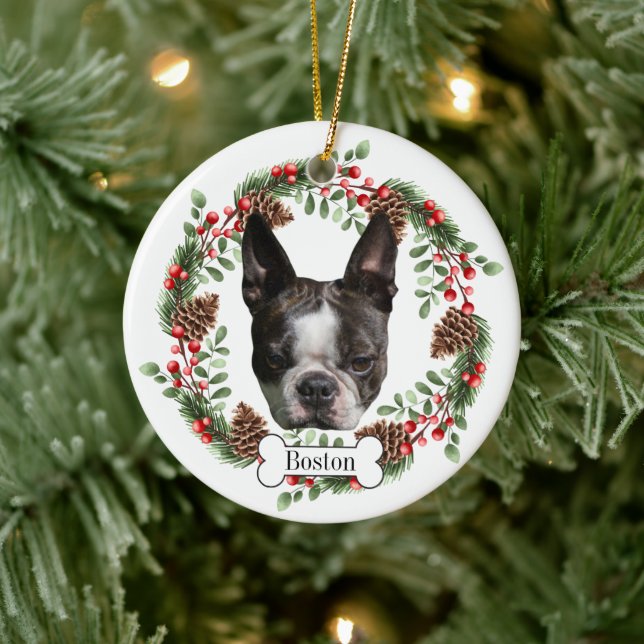 Boston Terrier  dog Ceramic Ornament (Tree)