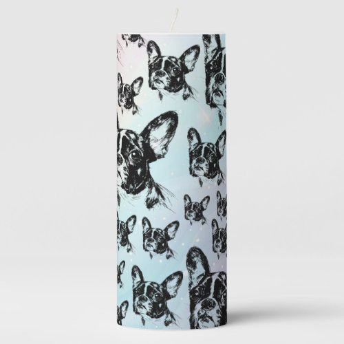 Boston Terrier Dog Chic Art Design Pillar Candle
