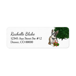 Boston Terrier Dog Christmas Bulbs Return Address Label