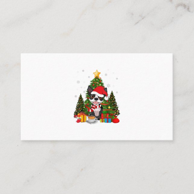 Boston Terrier Dog Christmas Is Gift Coffee Light Business Card (Front)