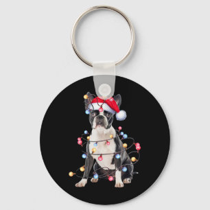 Boston Terrier Dog Christmas Lights Xmas Dog T Shi Keychain