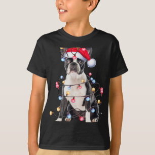 Boston Terrier Dog Christmas Lights Xmas Dog T Shi T-Shirt