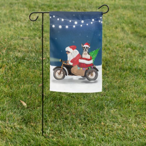 Boston Terrier Dog Christmas Santa Claus   Garden Flag