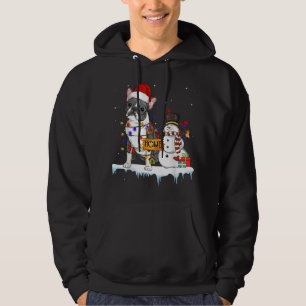 boston terrier Dog Christmas Snowman Xmas Lights P Hoodie