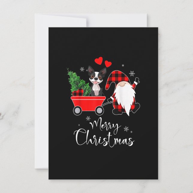 Boston Terrier Dog Christmas with Santa Hat Pajama Invitation (Front)