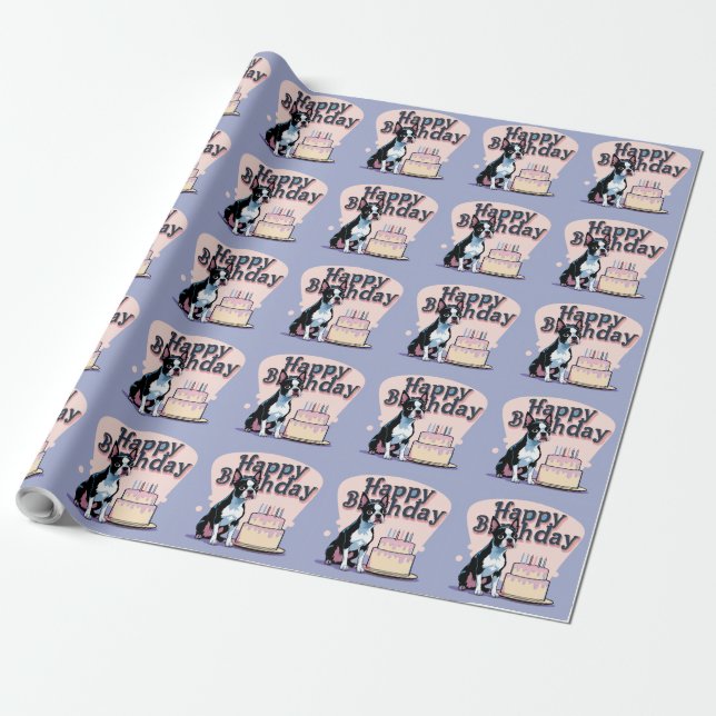 Boston Terrier Dog Colorful  Wrapping Paper (Unrolled)