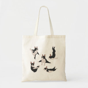 Boston terrier dog doing yoga Tote bag