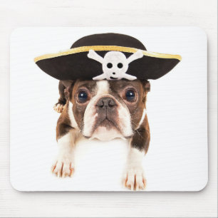 Boston Terrier Dog Dressed As A Pirate Mouse Pad