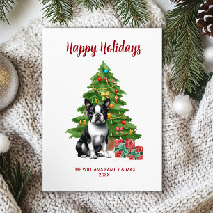 Boston Terrier Dog Family Christmas Holiday Card