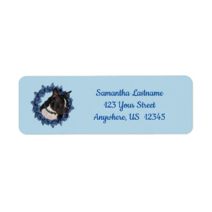Boston Terrier Dog Floral Wreath Address Label