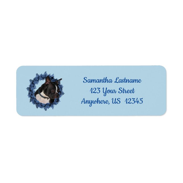 Boston Terrier Dog Floral Wreath Address Label (Front)