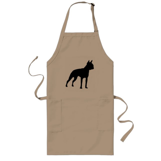 Boston Terrier Dog Gifts (black) Long Apron (Front)