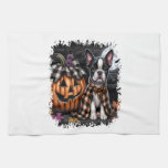 Boston Terrier Dog Halloween Kitchen Towel