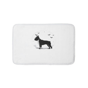 Boston Terrier Dog – Halloween Moon Silhouette Ove Bath Mat