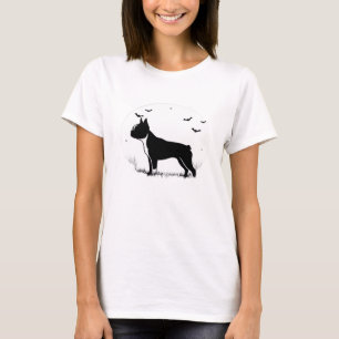 Boston Terrier Dog � Halloween Moon Silhouette Ove T-Shirt