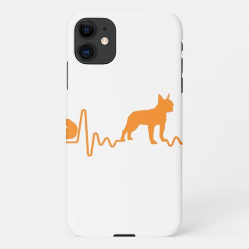 Boston Terrier Dog Heartbeat Pumpkin Halloween iPhone 11 Case