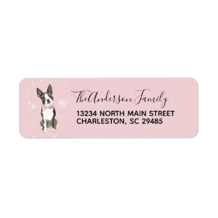 Boston Terrier Dog Holiday Christmas Address Label
