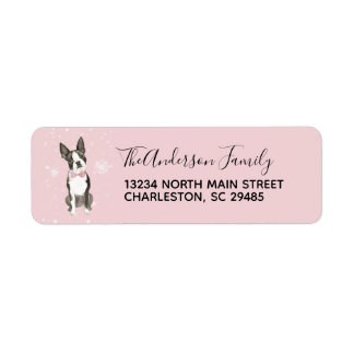 Boston Terrier Dog Holiday Christmas Address Label