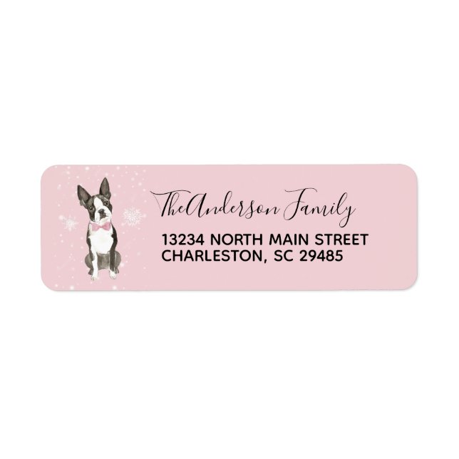 Boston Terrier Dog Holiday Christmas Address Label (Front)