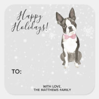 Boston Terrier Dog Holiday Christmas Gift Tag