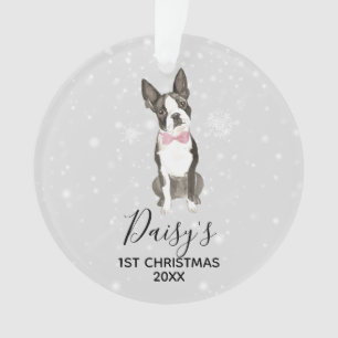 Boston Terrier Dog Holiday Christmas Ornament