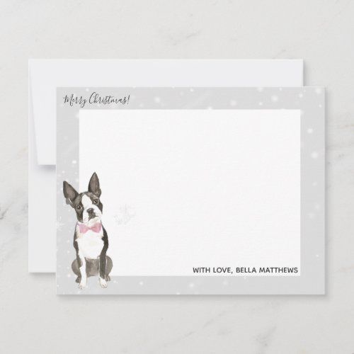 Boston Terrier Dog Holiday Christmas Stationery Note Card