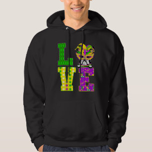 Boston Terrier Dog I Love Mardi Gras Costume Mas Hoodie