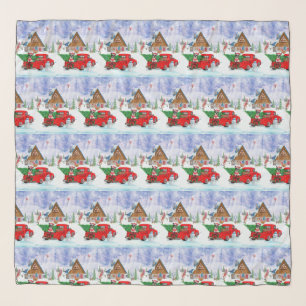 Boston Terrier dog In Christmas Delivery Truck Scarf