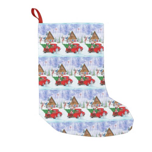 Boston Terrier dog In Christmas Delivery Truck Small Christmas Stocking