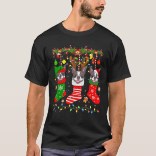 Boston Terrier Dog In Christmas Socks Santa Elf Li T-Shirt