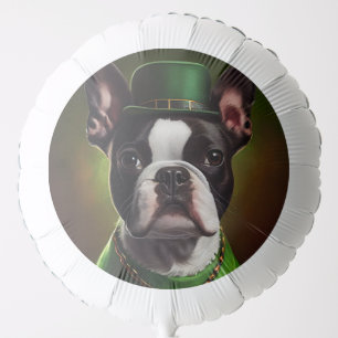 Boston Terrier dog in St. Patrick's Day Dress Balloon