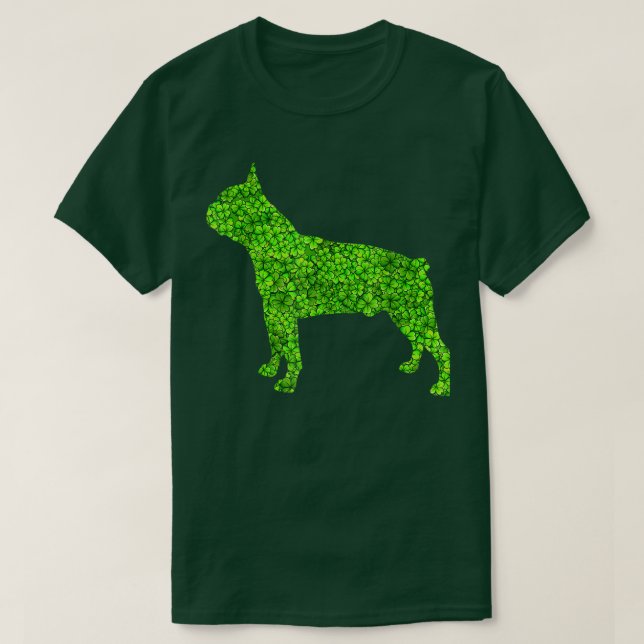 Boston Terrier Dog Irish Shamrock Leaf St Patrick  T-Shirt (Design Front)