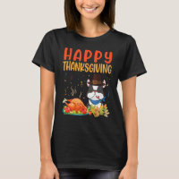 Boston Terrier Dog Look Turkey Meat Happy Thanksgi