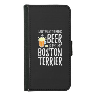 Boston Terrier Dog Lover Beer for Dog Mom Samsung Galaxy S5 Wallet Case