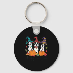 Boston Terrier Dog Lover Fall Ya'll Halloween Cost Keychain
