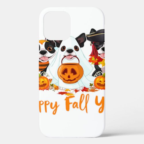 Boston Terrier Dog Lover Fall Yall Halloween Costu iPhone 12 Pro Case