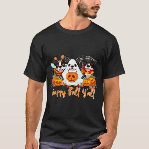 Boston Terrier Dog Lover Fall Yall Halloween  T_Shirt