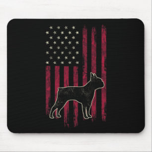 Boston Terrier Dog Lovers American Flag 4th Of Jul Mouse Pad