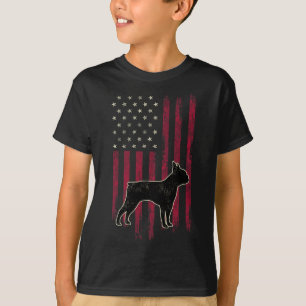 Boston Terrier Dog Lovers American Flag 4th Of Jul T-Shirt