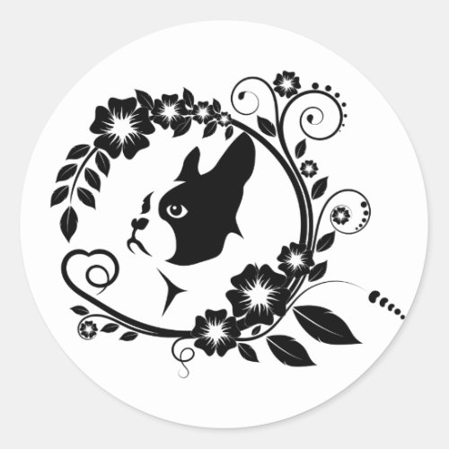 Boston Terrier Dog Lovers Classic Round Sticker