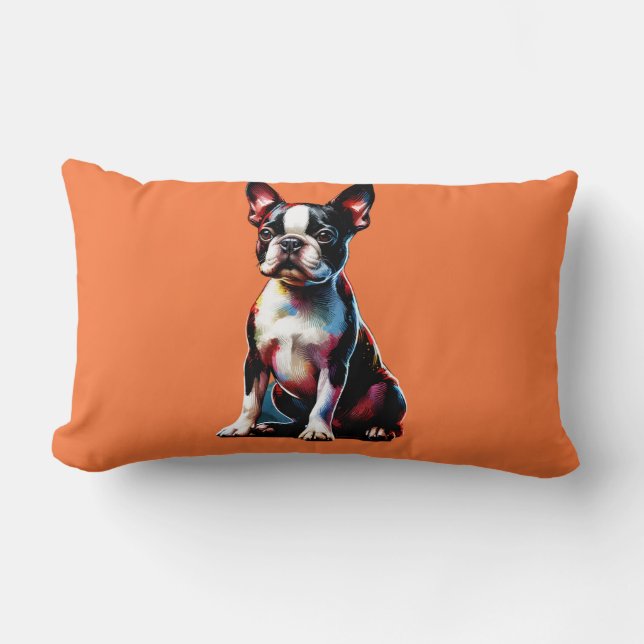 Boston Terrier Dog Lumbar Pillow (Front)
