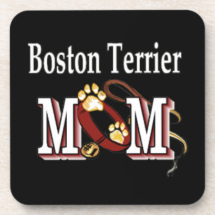 Boston Terrier Dog MOM Beverage Coaster
